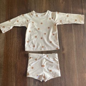 Rylee & Cru rash guard and swim trunks size 6-12 month. Excellent condition.